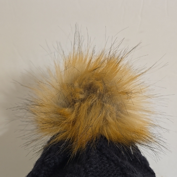 NCAA Michigan Wolverines Knit Beanie with Fur Pom - Maize & Blue - OS - Picture 7 of 10